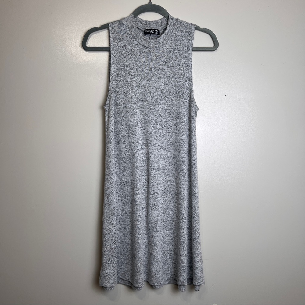 Popular Basics Gray Knit Sweater Dress Above Knee, Size L (small-medium) EUC